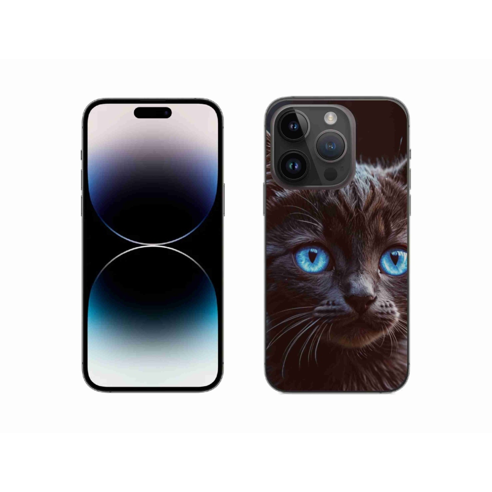 Gelový kryt mmCase na iPhone 14 Pro - černé kotě 2