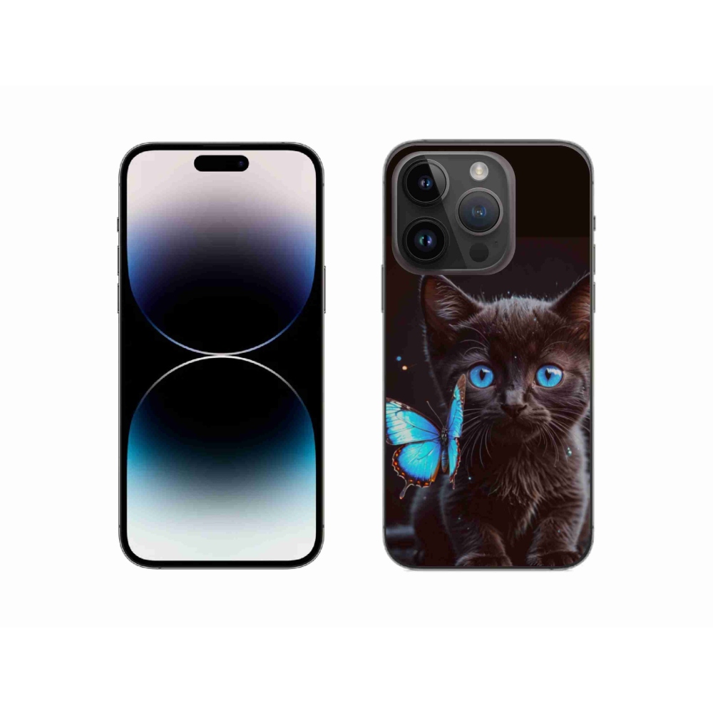 Gelový kryt mmCase na iPhone 14 Pro - černé kotě 3