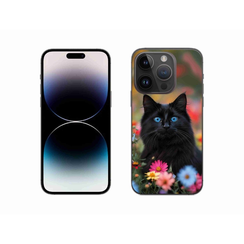 Gelový kryt mmCase na iPhone 14 Pro - černé kotě 4