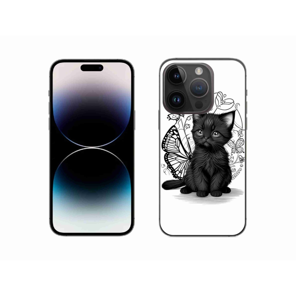 Gelový kryt mmCase na iPhone 14 Pro - černé kotě