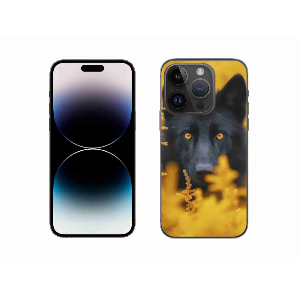 Gelový kryt mmCase na iPhone 14 Pro - černý vlk 2