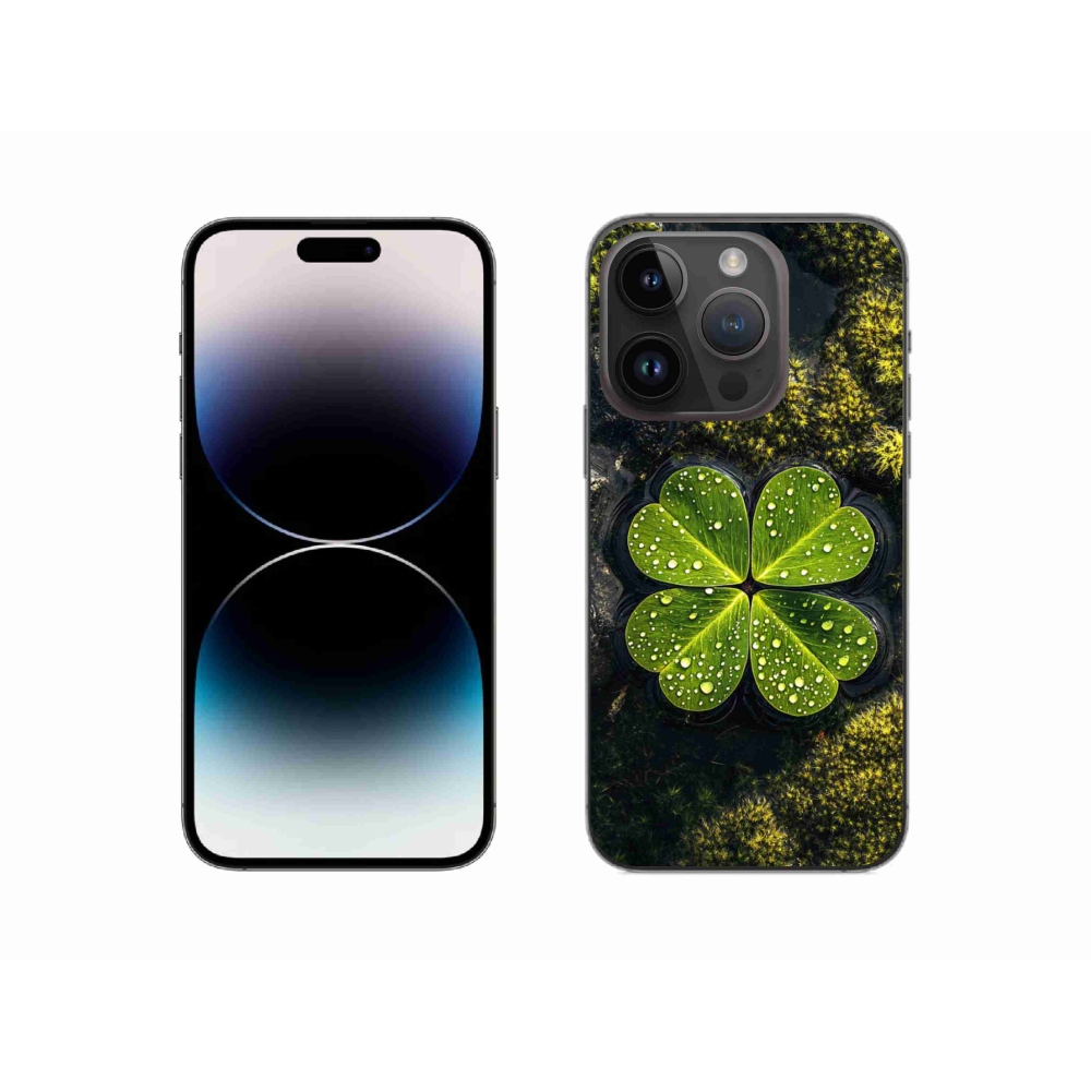 Gelový kryt mmCase na iPhone 14 Pro - čtyřlístek