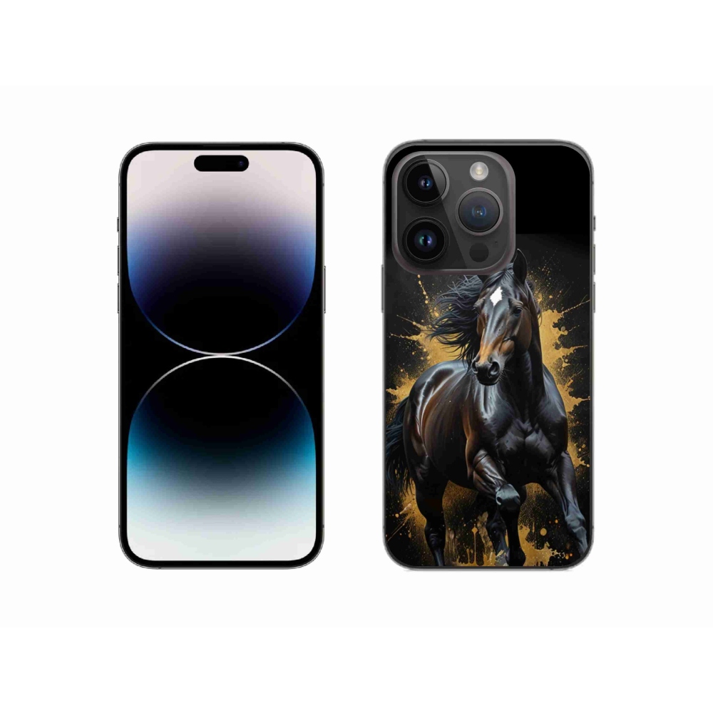 Gelový kryt mmCase na iPhone 14 Pro - elegantní černý hřebec