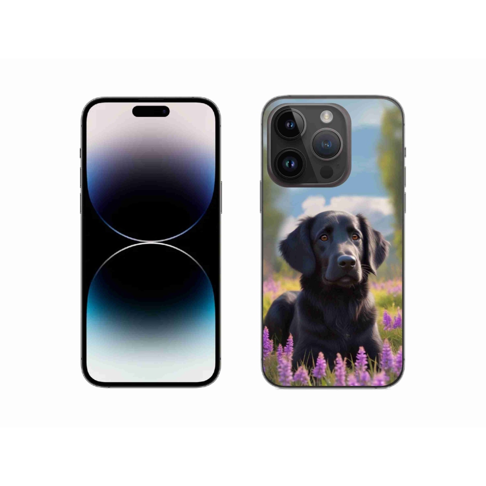 Gelový kryt mmCase na iPhone 14 Pro - elegantní černý retrívr