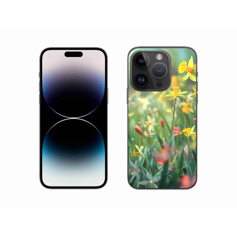 Gelový kryt mmCase na iPhone 14 Pro - jarní květy