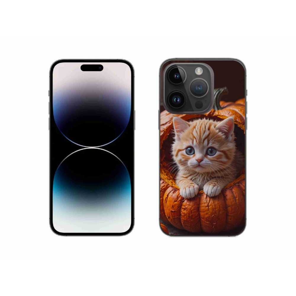 Gelový kryt mmCase na iPhone 14 Pro - kotě a dýně 2