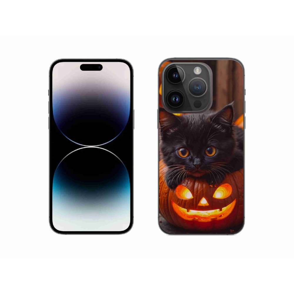 Gelový kryt mmCase na iPhone 14 Pro - kotě a dýně