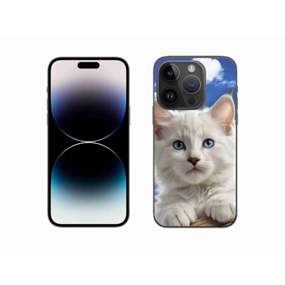 Gelový kryt mmCase na iPhone 14 Pro - kotě a oblaka