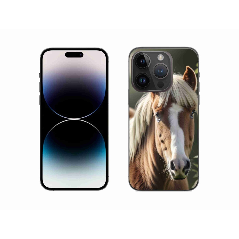 Gelový kryt mmCase na iPhone 14 Pro - kůň se světlou hřívou