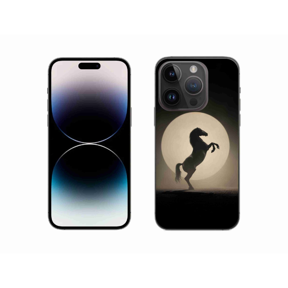 Gelový kryt mmCase na iPhone 14 Pro - kůň v siluetě