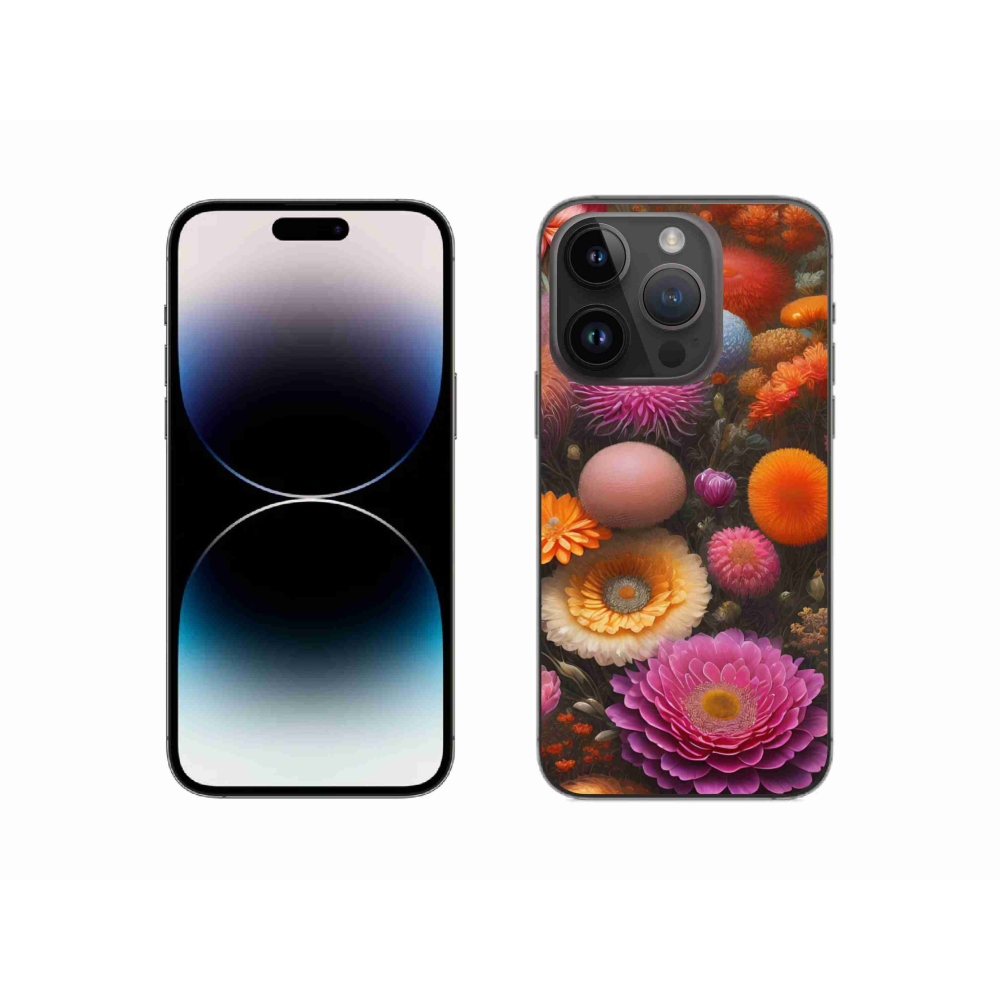 Gelový kryt mmCase na iPhone 14 Pro - květinová kompozice