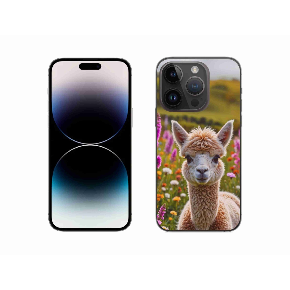 Gelový kryt mmCase na iPhone 14 Pro - lama na louce