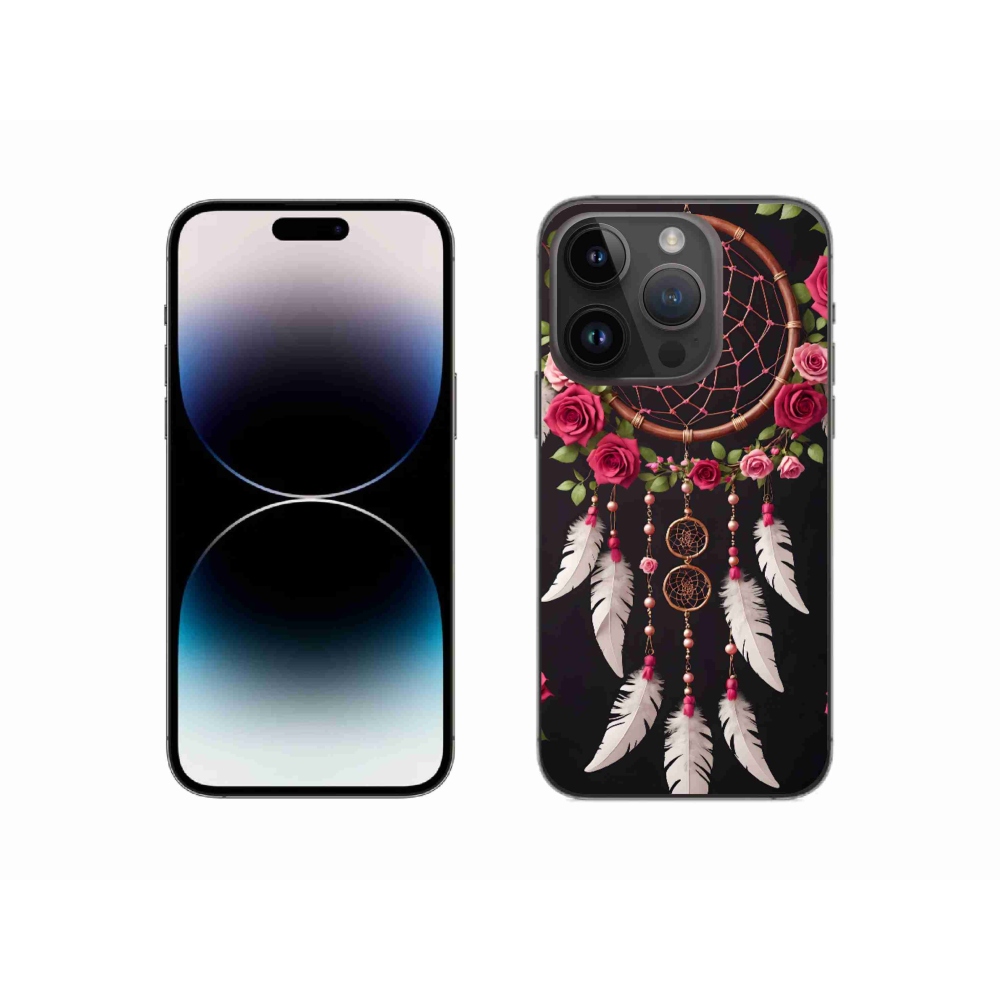Gelový kryt mmCase na iPhone 14 Pro - lapač snů s růžemi