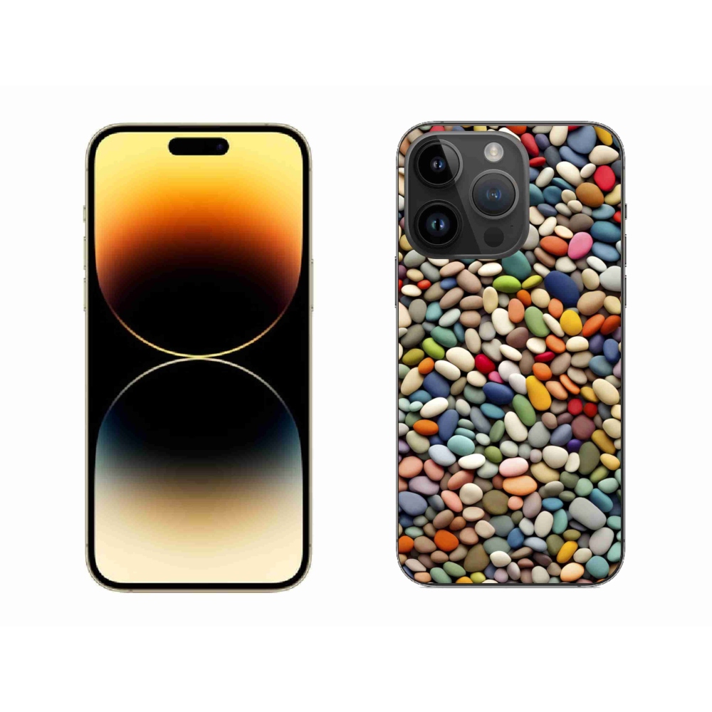 Gelový kryt mmCase na iPhone 14 Pro Max - barevné kamínky 2