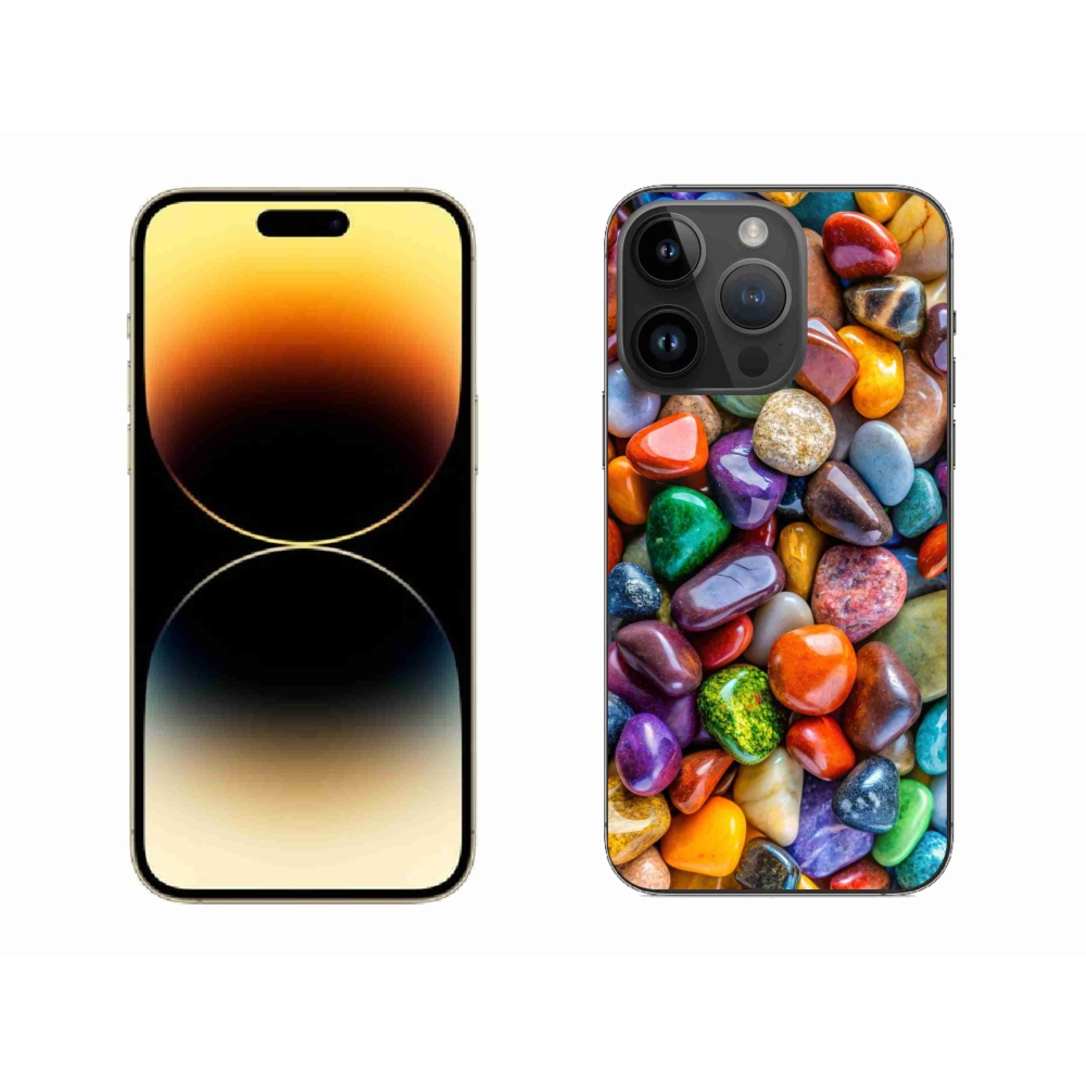 Gelový kryt mmCase na iPhone 14 Pro Max - barevné kamínky