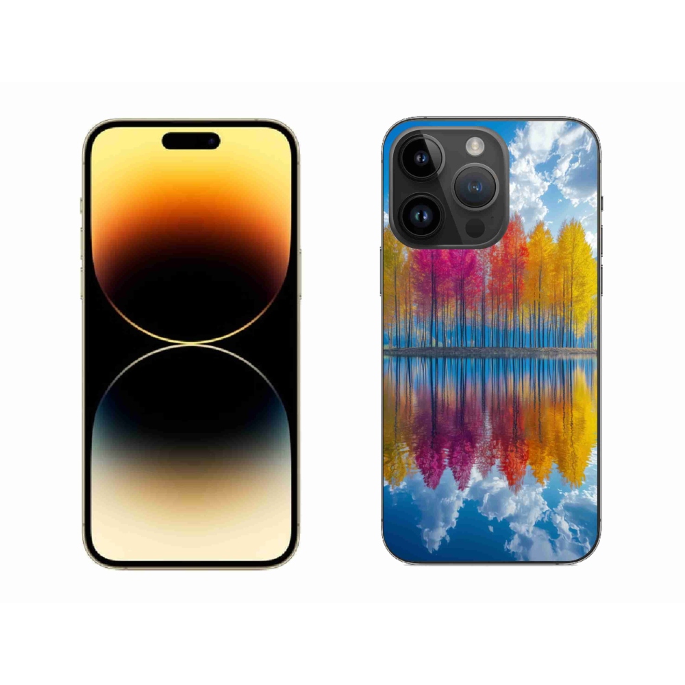 Gelový kryt mmCase na iPhone 14 Pro Max - barevné stromy