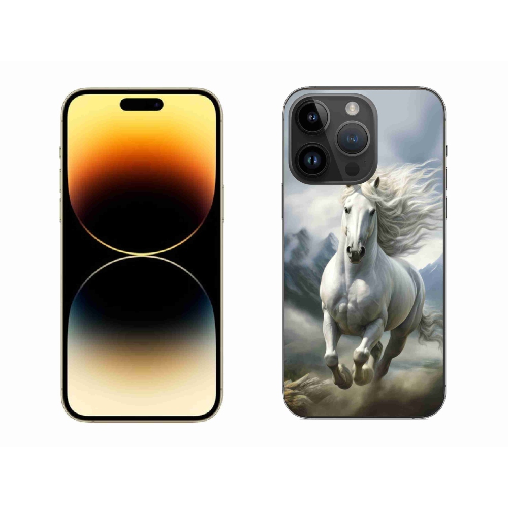Gelový kryt mmCase na iPhone 14 Pro Max - běžící bílý kůň 3