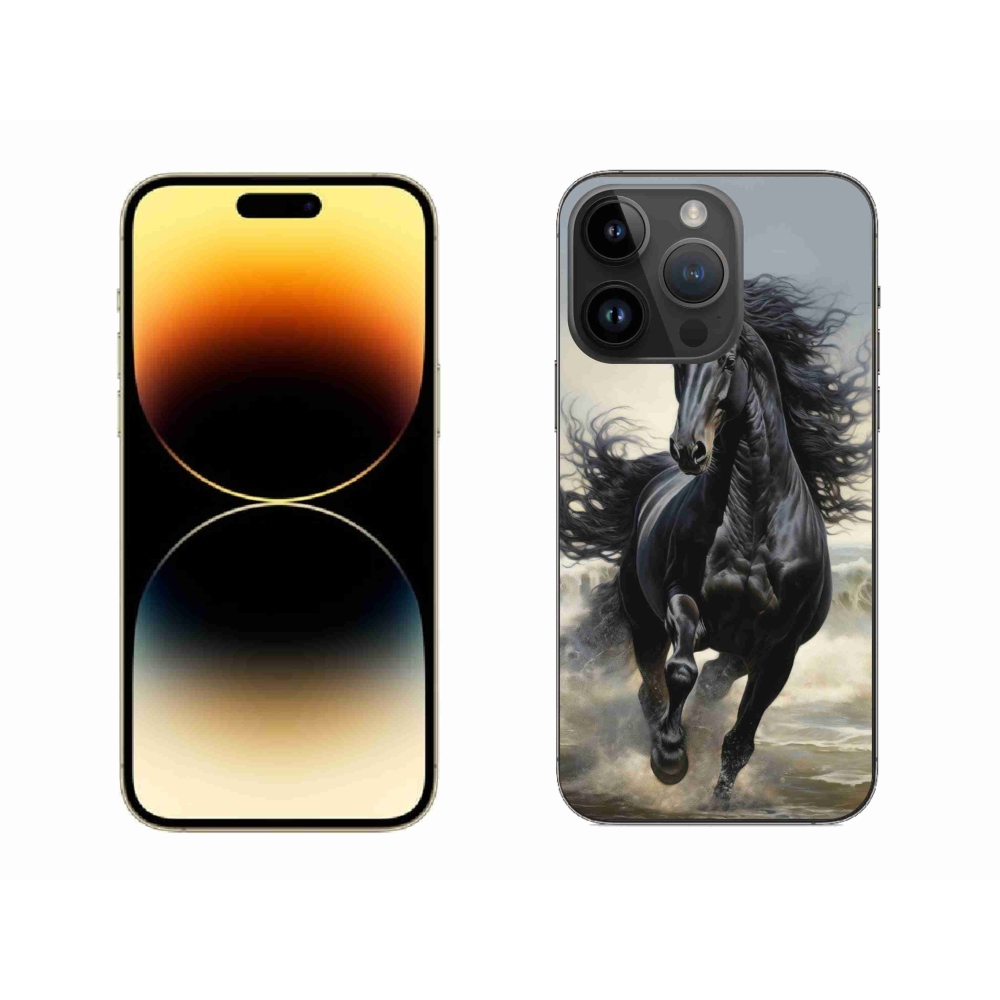 Gelový kryt mmCase na iPhone 14 Pro Max - běžící černý kůň