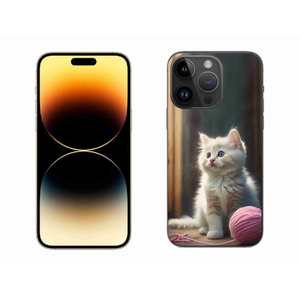 Gelový kryt mmCase na iPhone 14 Pro Max - bílé kotě 2