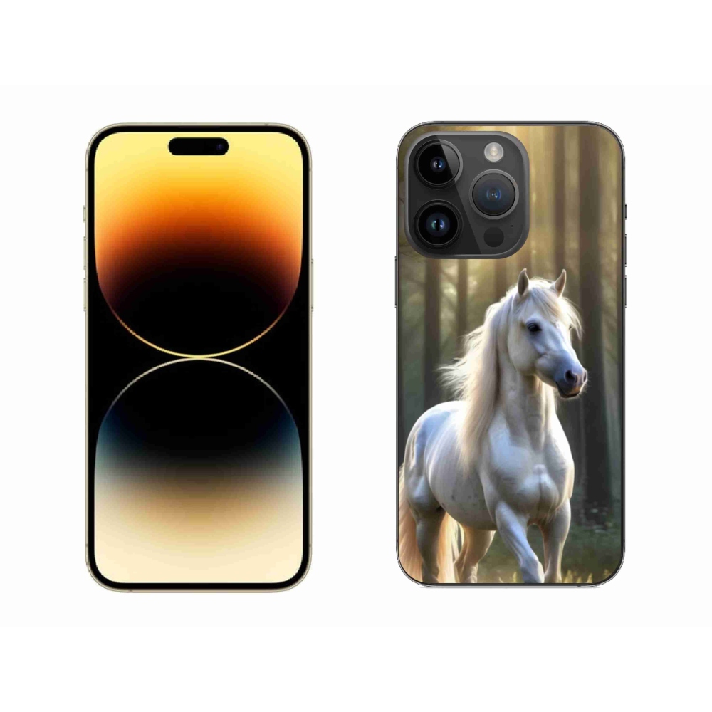 Gelový kryt mmCase na iPhone 14 Pro Max - bílý kůň 3