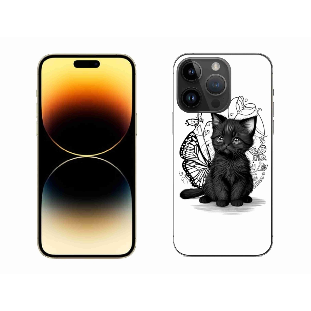 Gelový kryt mmCase na iPhone 14 Pro Max - černé kotě