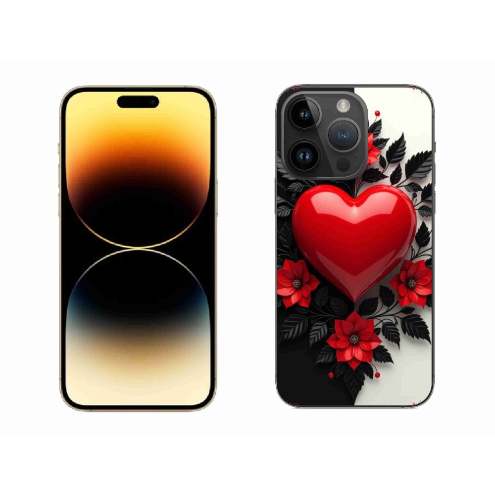 Gelový kryt mmCase na iPhone 14 Pro Max - červené srdce