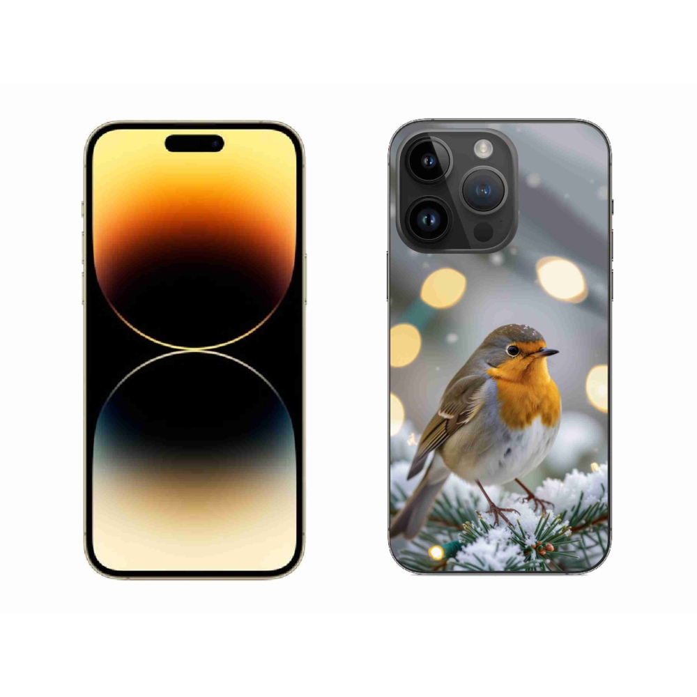 Gelový kryt mmCase na iPhone 14 Pro Max - červenka v zimě
