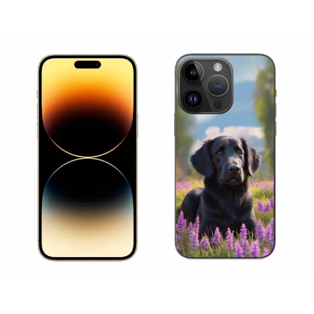 Gelový kryt mmCase na iPhone 14 Pro Max - elegantní černý retrívr