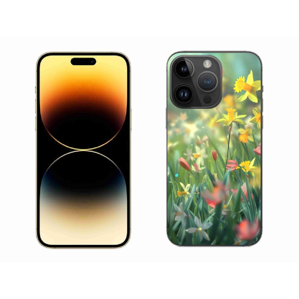 Gelový kryt mmCase na iPhone 14 Pro Max - jarní květy