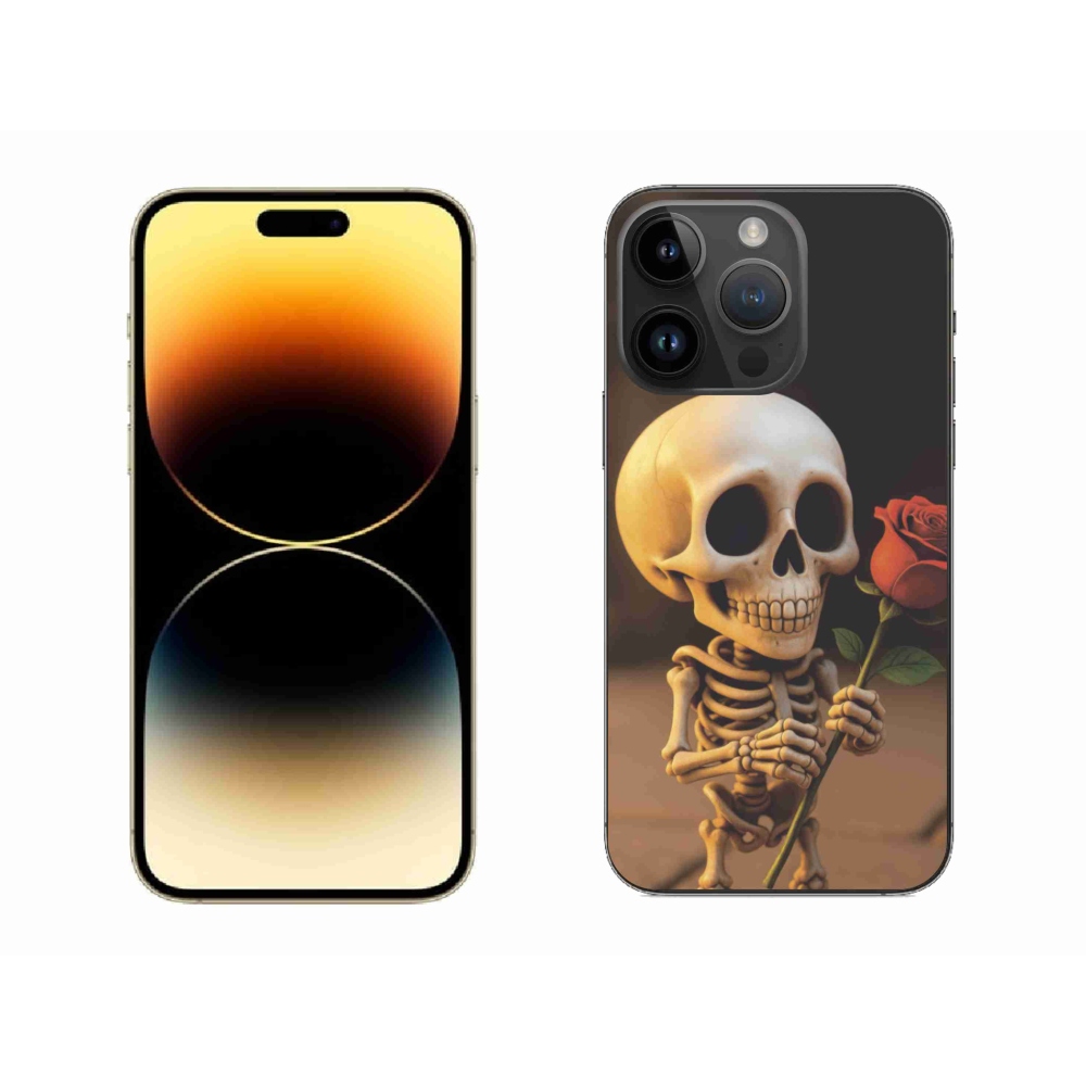 Gelový kryt mmCase na iPhone 14 Pro Max - kostlivec s růží