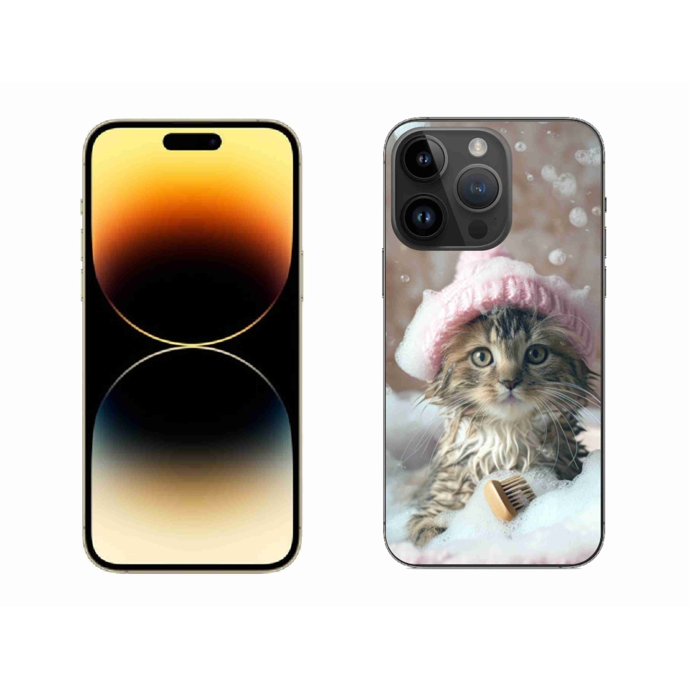Gelový kryt mmCase na iPhone 14 Pro Max - kotě a koupel