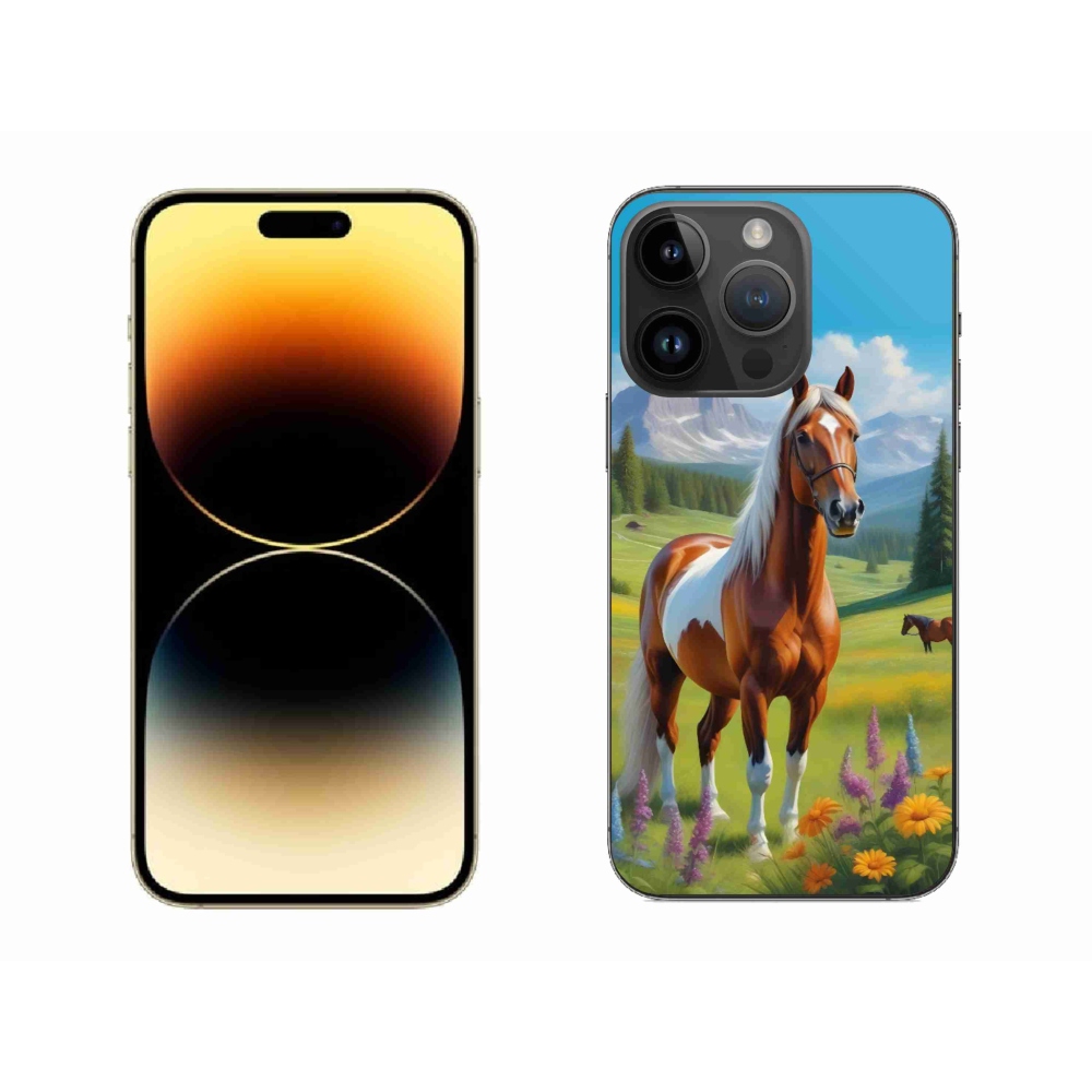 Gelový kryt mmCase na iPhone 14 Pro Max - kůň na louce