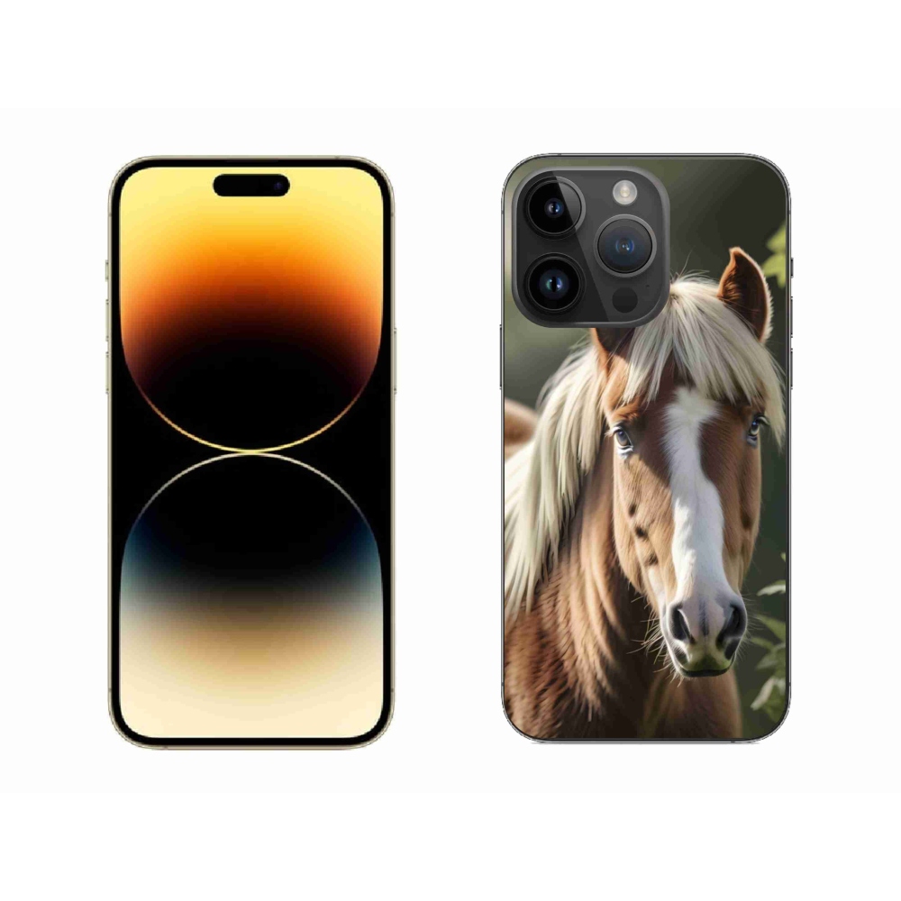 Gelový kryt mmCase na iPhone 14 Pro Max - kůň se světlou hřívou