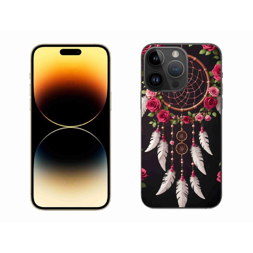 Gelový kryt mmCase na iPhone 14 Pro Max - lapač snů s růžemi