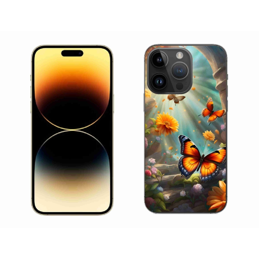 Gelový kryt mmCase na iPhone 14 Pro Max - motýlí zahrada 2