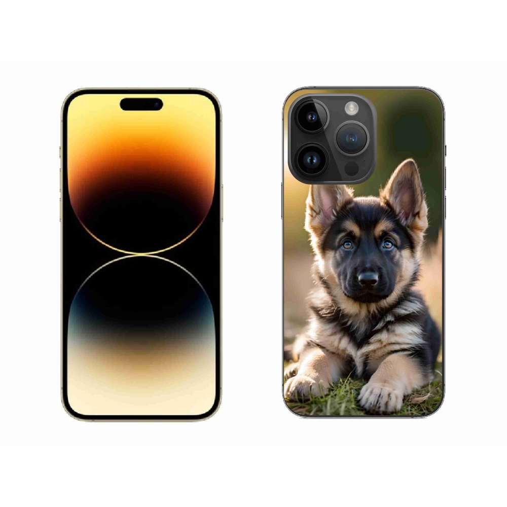 Gelový kryt mmCase na iPhone 14 Pro Max - německý ovčák v přírodě