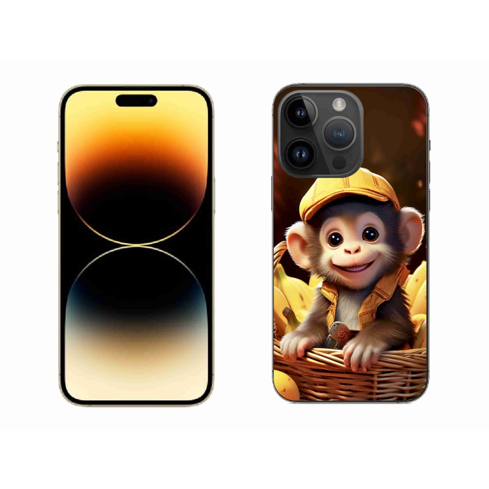 Gelový kryt mmCase na iPhone 14 Pro Max - opice v košíku