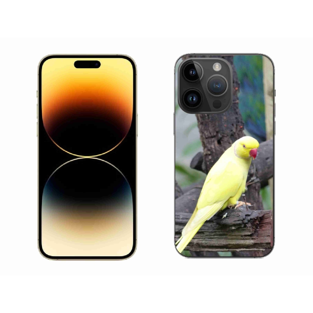 Gelový kryt mmCase na iPhone 14 Pro Max - papoušek alexandr žlutý