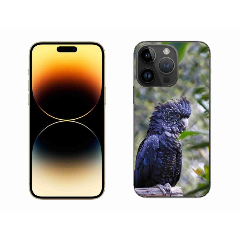 Gelový kryt mmCase na iPhone 14 Pro Max - papoušek kakadu černý