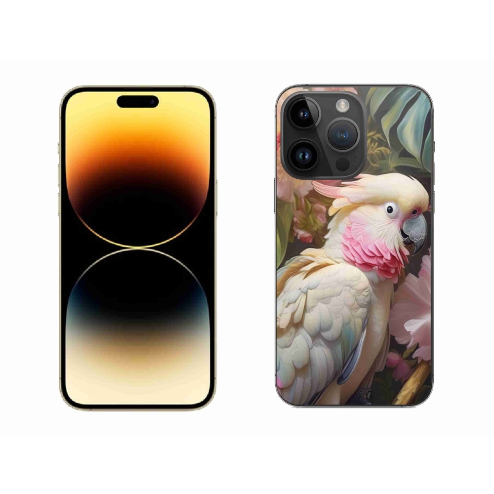 Gelový kryt mmCase na iPhone 14 Pro Max - papoušek kakadu růžový 2