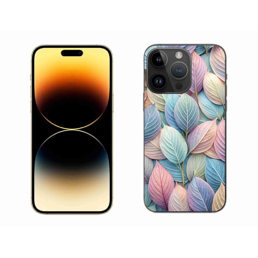 Gelový kryt mmCase na iPhone 14 Pro Max - pastelové listy