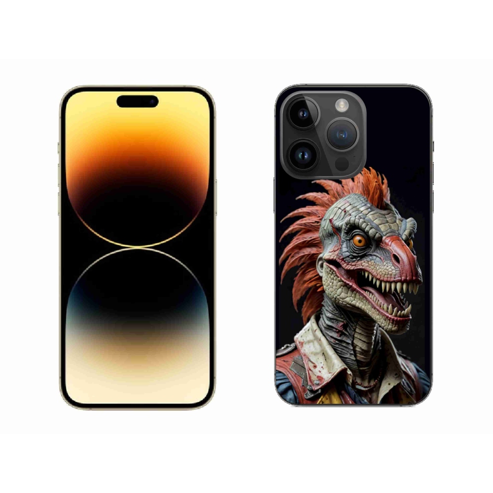 Gelový kryt mmCase na iPhone 14 Pro Max - punk dinosaurus