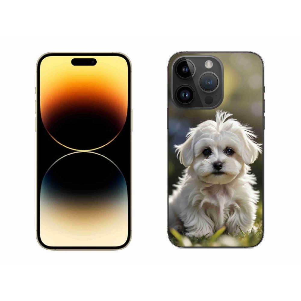 Gelový kryt mmCase na iPhone 14 Pro Max - roztomilý maltézský psík