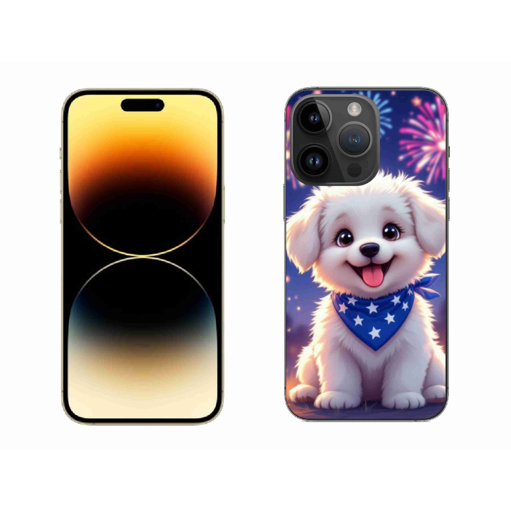 Gelový kryt mmCase na iPhone 14 Pro Max - slavnostní štěně