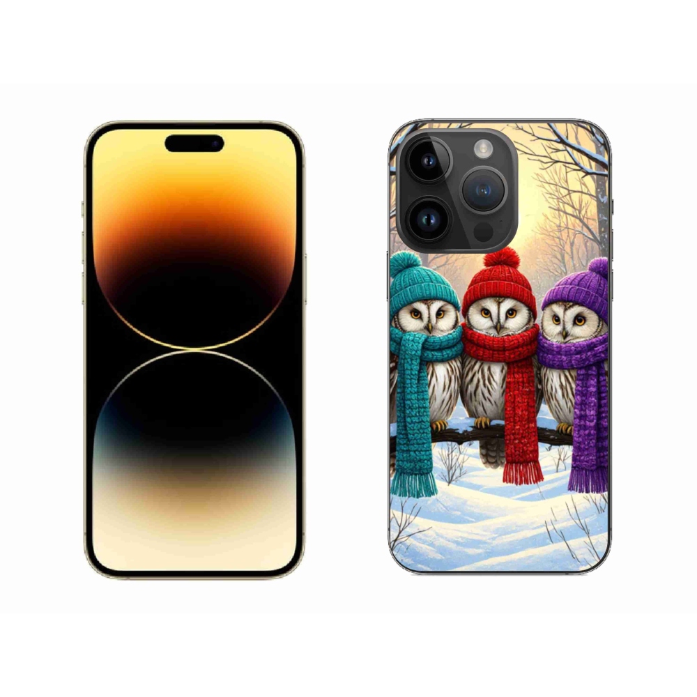 Gelový kryt mmCase na iPhone 14 Pro Max - soví přátelé