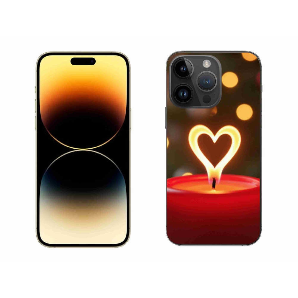 Gelový kryt mmCase na iPhone 14 Pro Max - srdce z plamene