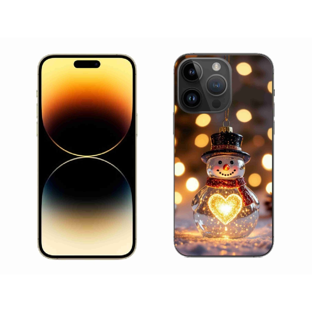 Gelový kryt mmCase na iPhone 14 Pro Max - svítící vánoční sněhulák