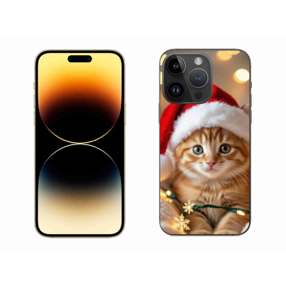 Gelový kryt mmCase na iPhone 14 Pro Max - vánoční kotě