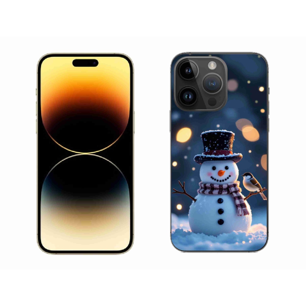 Gelový kryt mmCase na iPhone 14 Pro Max - vánoční sněhulák
