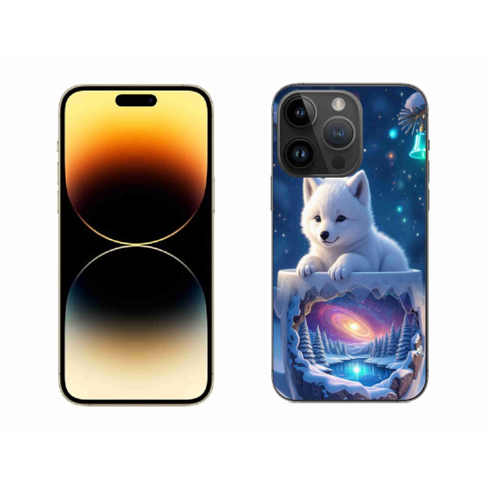 Gelový kryt mmCase na iPhone 14 Pro Max - vánoční štěně